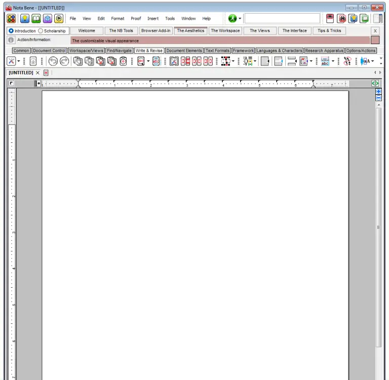 WORKING SCREEN w/ TABBED TOOLBAR & GUIDE BAR